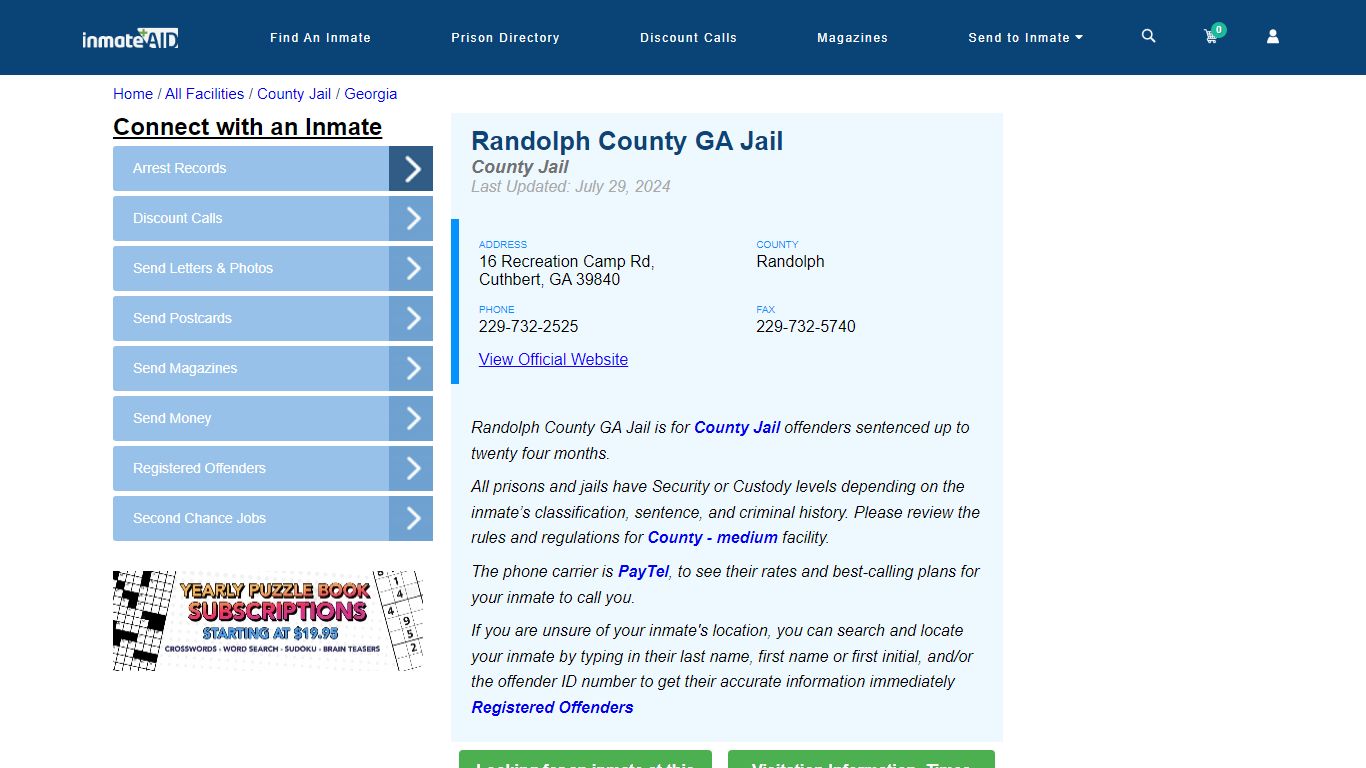 Randolph County GA Jail - Inmate Locator